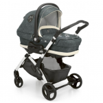 Kočík CAM Fluido City - sivo-modrý, biely rám + nášivky